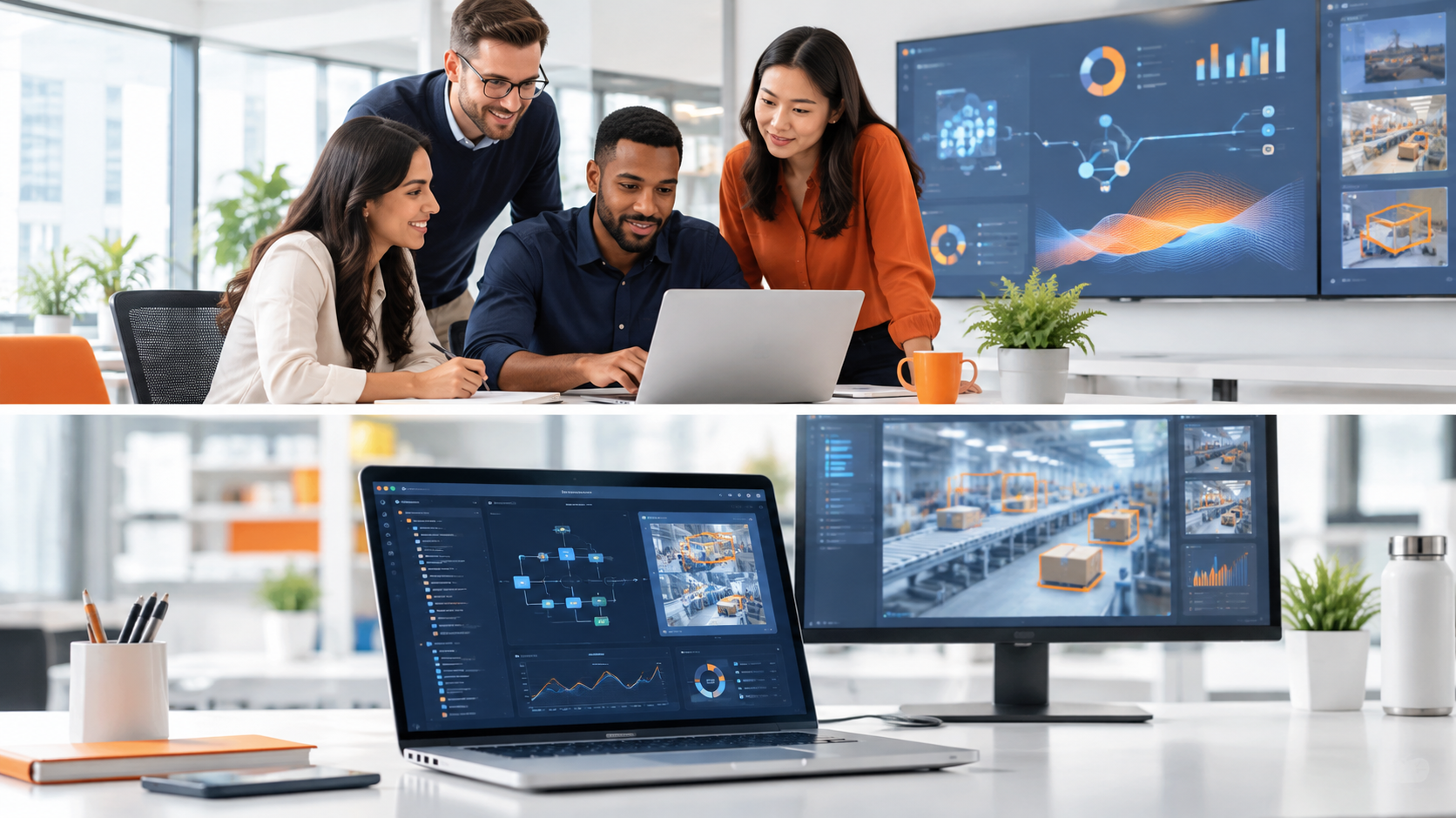Professionals collaborating on practical AI and software solutions